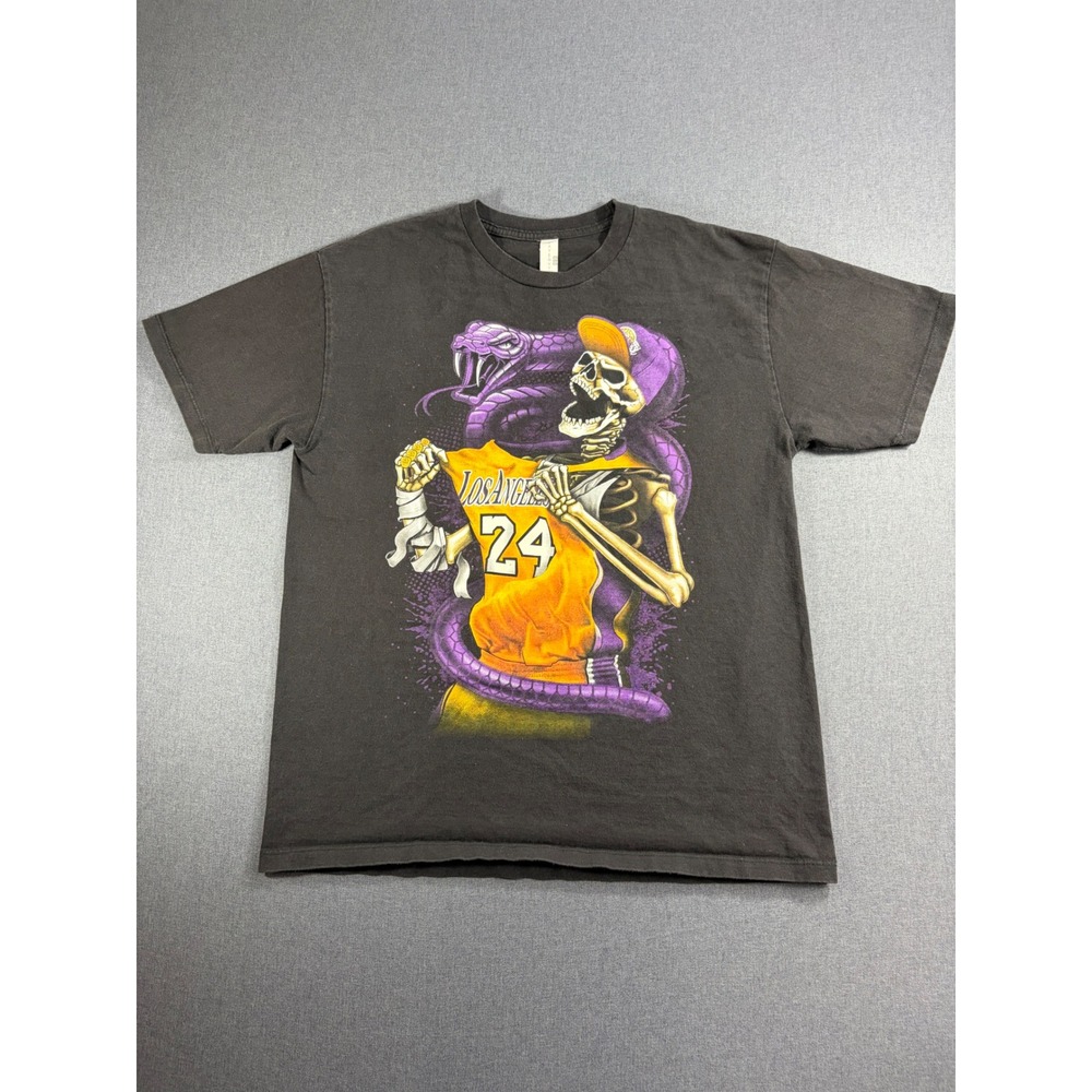 PlayerYte Mens Los Angeles 24 Mamba Skeleton Graphic T-Shirt Black Large